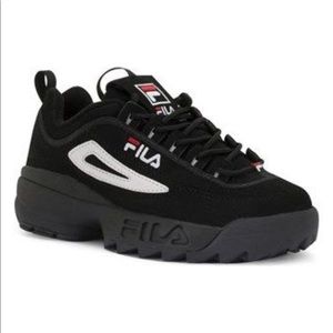 Women’s black Fila shoes, sneakers